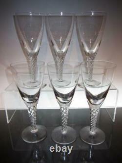 Six (6) STUART Crystal Ariel Iona Air Twist Stem Claret Wine Glasses, 7 3/16