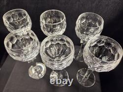 Six (6) Waterford Crystal Curraghmore Pattern Hock Wine Glasses Water Goblets