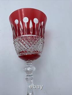 Six Amazing Large Vintage Roemer Wine Glasses Crystal Design Color Red/clear