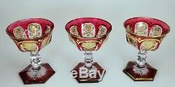 Six Baccarat Crystal Empire Cranberry Champagne Sherbet Wine Stems Glass