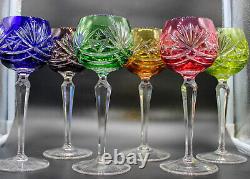 Six Nachtmann 124 Crystal Cut To Clear Wine Glasses 7 1/2