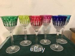 Six St. Louis Crystal 7 3/4 Tommy Wine Hock Glasses