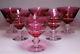 Six Val St. Lambert Cranberry Ruby Cut to Clear Crystal Wine Glass Glasses