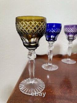 Small Bohemian Czech Cut Clear Crystal Cordial Glasses Set Of 6 Pcs