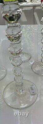 St Louis Crystal BUBBLES Tall Hock Wine Glasses- RED & GREEN