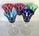 St Louis Crystal Cut Glass Wine Hocks Goblets Camargue set 5 EUC Signed 8 Tall