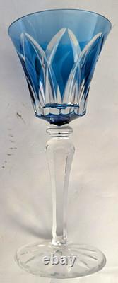 St Louis Crystal Cut Glass Wine Hocks Goblets Camargue set 5 EUC Signed 8 Tall