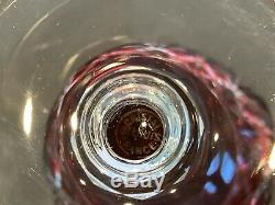 St Louis Crystal France Cranberry Cut Crystal Hock Wine Glasses Set of 3