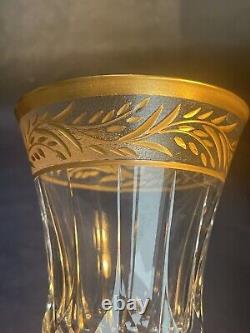St Louis Crystal Gold Thistle Wine Glass Goblet Solid Band Made In France