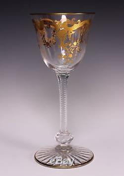 St Louis French Crystal Gold Encrusted 6 5/8 Tall Wine Stem