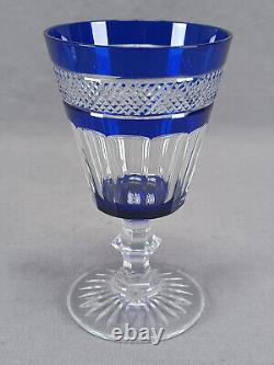 St Louis French Trianon Pattern Cobalt Cut to Clear 4 1/2 Inch Claret Wine