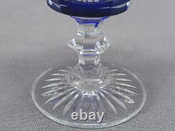 St Louis French Trianon Pattern Cobalt Cut to Clear 4 1/2 Inch Claret Wine