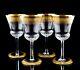 St Louis Thistle Continental Goblet 7 Wine Glasses Set of 4 Gold Rim France