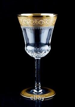 St Louis Thistle Continental Goblet 7 Wine Glasses Set of 4 Gold Rim France