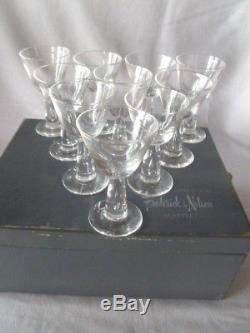 Steuben Crystal Pattern 7980 Wine Goblets Set of 10 with Steuben Bags & Box