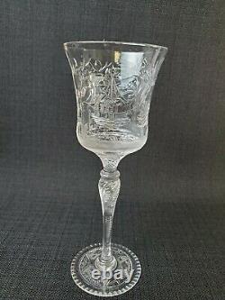 Stevens & Williams Chinoiserie Blown & Cut Crystal Willow Pattern Stem/Glass