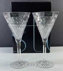 Stuart Beaconsfield Crystal 7 3/4 Wine Glasses Set of 2 Ireland NEW