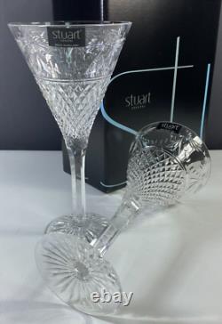 Stuart Beaconsfield Crystal 7 3/4 Wine Glasses Set of 2 Ireland NEW