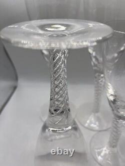 Stuart England Signed Ariel Spiral Air Twist Stem Crystal Wine Glasses (4)