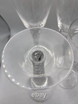 Stuart England Signed Ariel Spiral Air Twist Stem Crystal Wine Glasses (4)