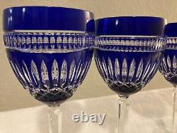 Stunning 4 Piece Set Waterford Crystal Cobalt Blue Clarendon Water/Wine Goblets