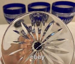 Stunning 4 Piece Set Waterford Crystal Cobalt Blue Clarendon Water/Wine Goblets