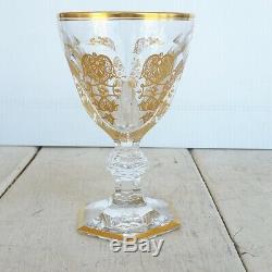 Stunning Baccarat Gilded Empire Wine Crystal Goblets Gold Embellishments