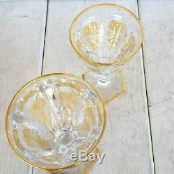Stunning Baccarat Gilded Empire Wine Crystal Goblets Gold Embellishments