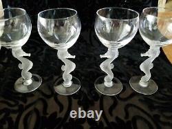 Stunning Bayel Seahorse Frosted Stem Claret Wine Glasses Set Of Four. Excellent