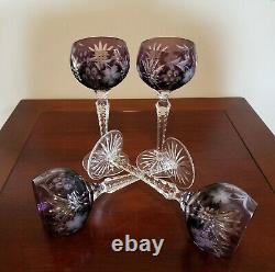 Stunning! Bohemian Crystal Cut to Clear Nachtmann Traube Wine Hock Glasses -4