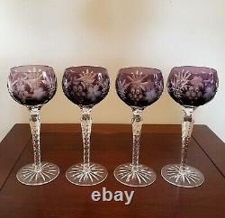 Stunning! Bohemian Crystal Cut to Clear Nachtmann Traube Wine Hock Glasses -4