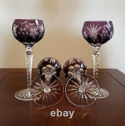 Stunning! Bohemian Crystal Cut to Clear Nachtmann Traube Wine Hock Glasses -4