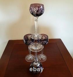 Stunning! Bohemian Crystal Cut to Clear Nachtmann Traube Wine Hock Glasses -4