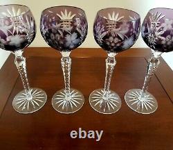Stunning! Bohemian Crystal Cut to Clear Nachtmann Traube Wine Hock Glasses -4
