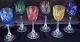 Stunning Faberge Crystal Odessa, Set of 6 Wine Glasses, Multi Colored Hock, Mint