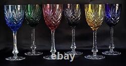 Stunning Faberge Crystal Odessa, Set of 6 Wine Glasses, Multi Colored Hock, Mint