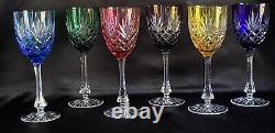 Stunning Faberge Crystal Odessa, Set of 6 Wine Glasses, Multi Colored Hock, Mint