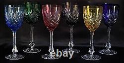 Stunning Faberge Crystal Odessa, Set of 6 Wine Glasses, Multi Colored Hock, Mint