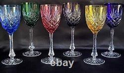 Stunning Faberge Crystal Odessa, Set of 6 Wine Glasses, Multi Colored Hock, Mint