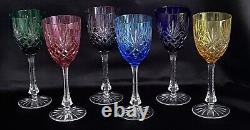 Stunning Faberge Crystal Odessa, Set of 6 Wine Glasses, Multi Colored Hock, Mint