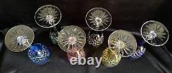 Stunning Faberge Crystal Odessa, Set of 6 Wine Glasses, Multi Colored Hock, Mint