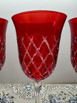 Stunning Set of 4 Vintage Red Crystal Wine / GA Cristal gioielli da tavola