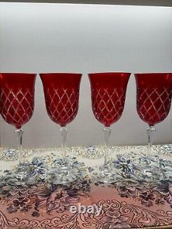 Stunning Set of 4 Vintage Red Crystal Wine / GA Cristal gioielli da tavola