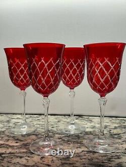 Stunning Set of 4 Vintage Red Crystal Wine / GA Cristal gioielli da tavola