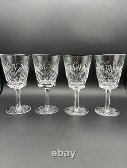 Stunning Set of 4 WATERFORD CRYSTAL Ashling(Cut) Water Goblets/Wine Glasses MINT