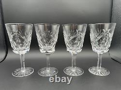 Stunning Set of 4 WATERFORD CRYSTAL Ashling(Cut) Water Goblets/Wine Glasses MINT