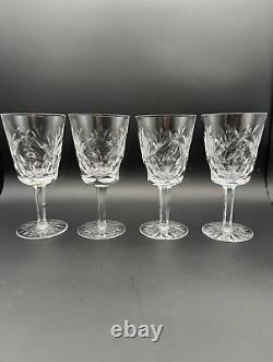 Stunning Set of 4 WATERFORD CRYSTAL Ashling(Cut) Water Goblets/Wine Glasses MINT