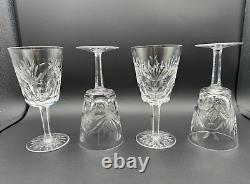 Stunning Set of 4 WATERFORD CRYSTAL Ashling(Cut) Water Goblets/Wine Glasses MINT