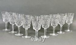 Stunning Vintage Set of 9 Diamond Pattern Alana Waterford Crystal Goblet