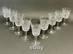 Stunning Vintage Set of 9 Diamond Pattern Alana Waterford Crystal Goblet